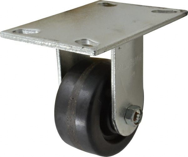 Albion 62TM04201R Rigid Top Plate Caster: Phenolic, 4" Wheel Dia, 2" Wheel Width, 1,400 lb Capacity, 5-5/8" OAH 