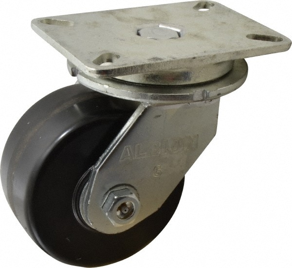 Albion 90TM06501S Swivel Top Plate Caster: Phenolic, 6" Wheel Dia, 3" Wheel Width, 2,000 lb Capacity, 8" OAH Image