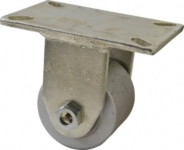 Albion 90CA04501R Rigid Top Plate Caster: Cast Iron, 4" Wheel Dia, 3" Wheel Width, 2,000 lb Capacity, 6" OAH 