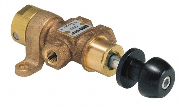 Parker M05422450 Manually Operated Valve: 0.25" NPT Outlet, 3-Way & 2-Position Detent, Knob Actuated Image