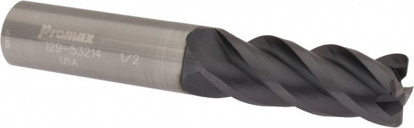 ProMax 129-53214 Corner Radius End Mill: 1/2" Dia, 1" LOC, 0.045" Radius, 4 Flutes, Solid Carbide 