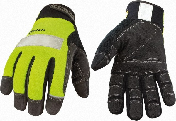 Gloves: Youngstown Cut A3, Puncture 4, Abrasion 4, Size Small - Uncoated Coating, High-Visibility Lime Pair