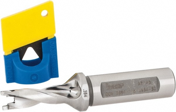 Replaceable-Tip Drill: 0.394 to 0.409" Dia, 1.18" Max Depth, 5/8" Weldon Flat Shank