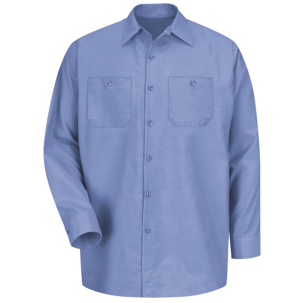 VF Imagewear | RedKap Work Shirt: General Purpose, Button Down, 2X-Large, Cotton & Polyester, Blue, 2 Pocket - 57" Chest, Button Closure | Part