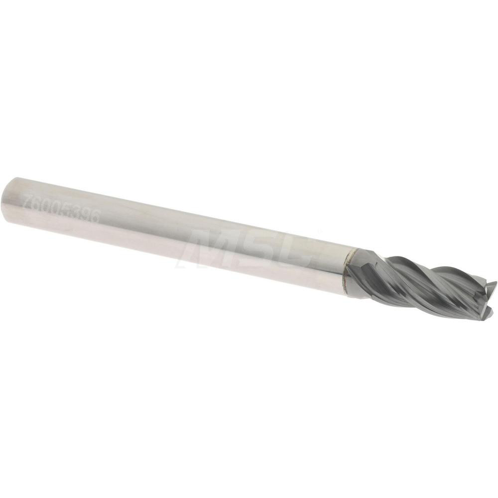 95168456 Corner Radius End Mill: 3/16" Dia, 3/8" LOC, 0.0100" Radius, 4 Flute, Solid Carbide  