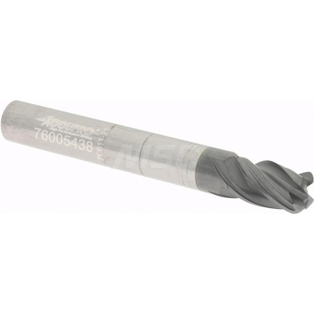 95168457 Corner Radius End Mill: 1/4" Dia, 3/8" LOC, 0.0600" Radius, 4 Flute, Solid Carbide  