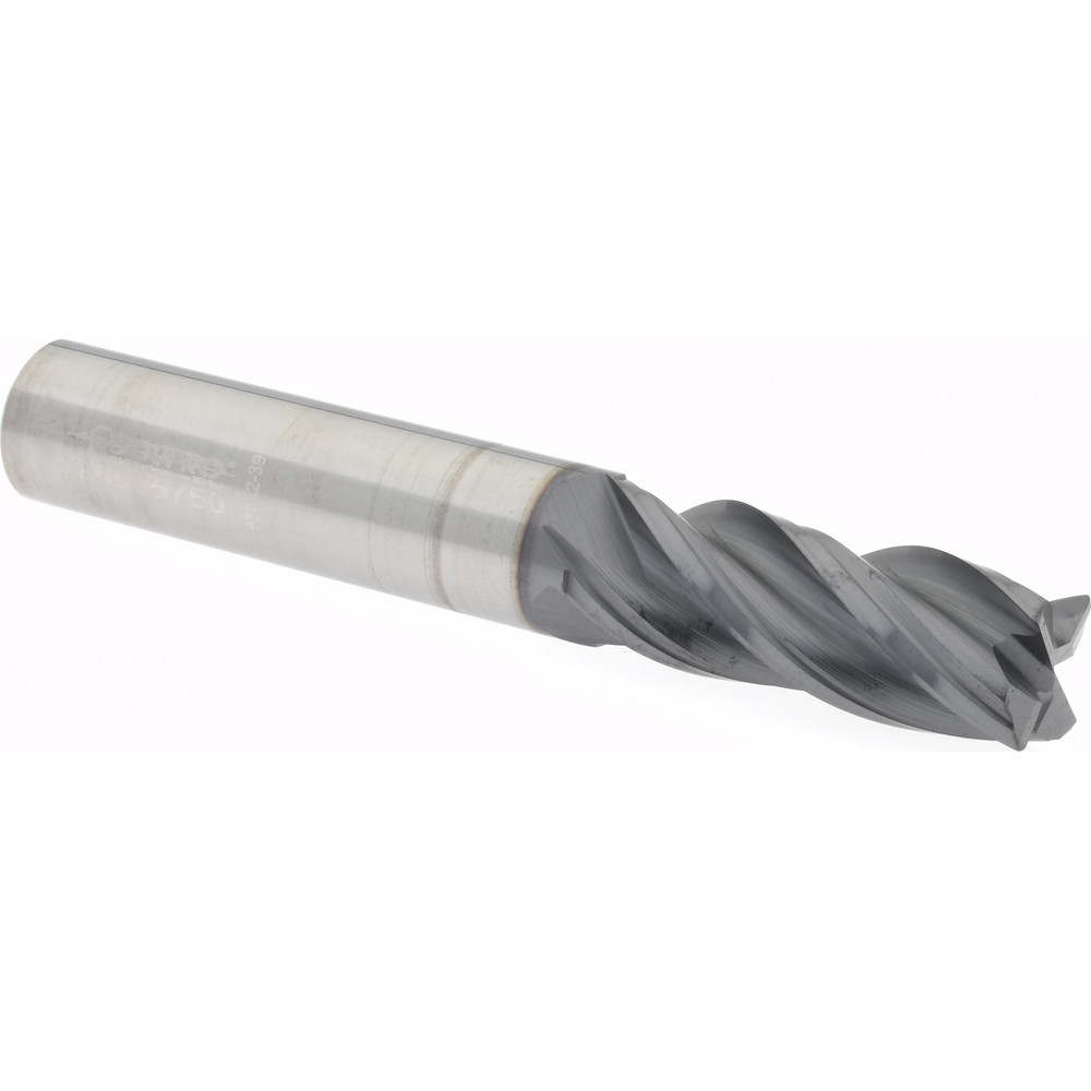 95168365 Corner Radius End Mill: 3/8" Dia, 1" LOC, 0.0150" Radius, 4 Flute, Solid Carbide  