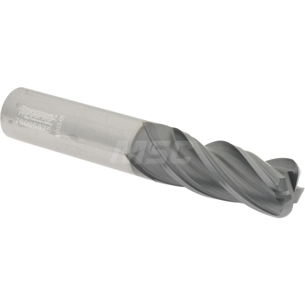 95168410 Corner Radius End Mill: 1/2" Dia, 1-1/4" LOC, 0.1200" Radius, 4 Flute, Solid Carbide  