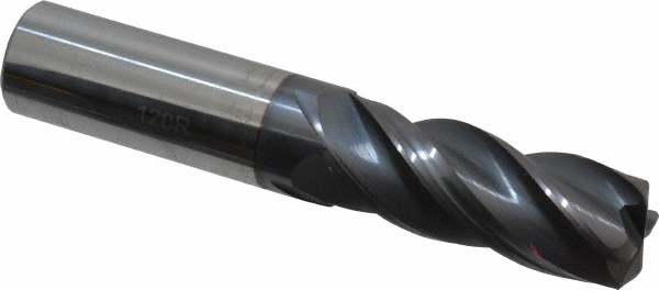 95168850 Corner Radius End Mill: 5/8" Dia, 1-5/8" LOC, 0.1200" Radius, 4 Flute, Solid Carbide  