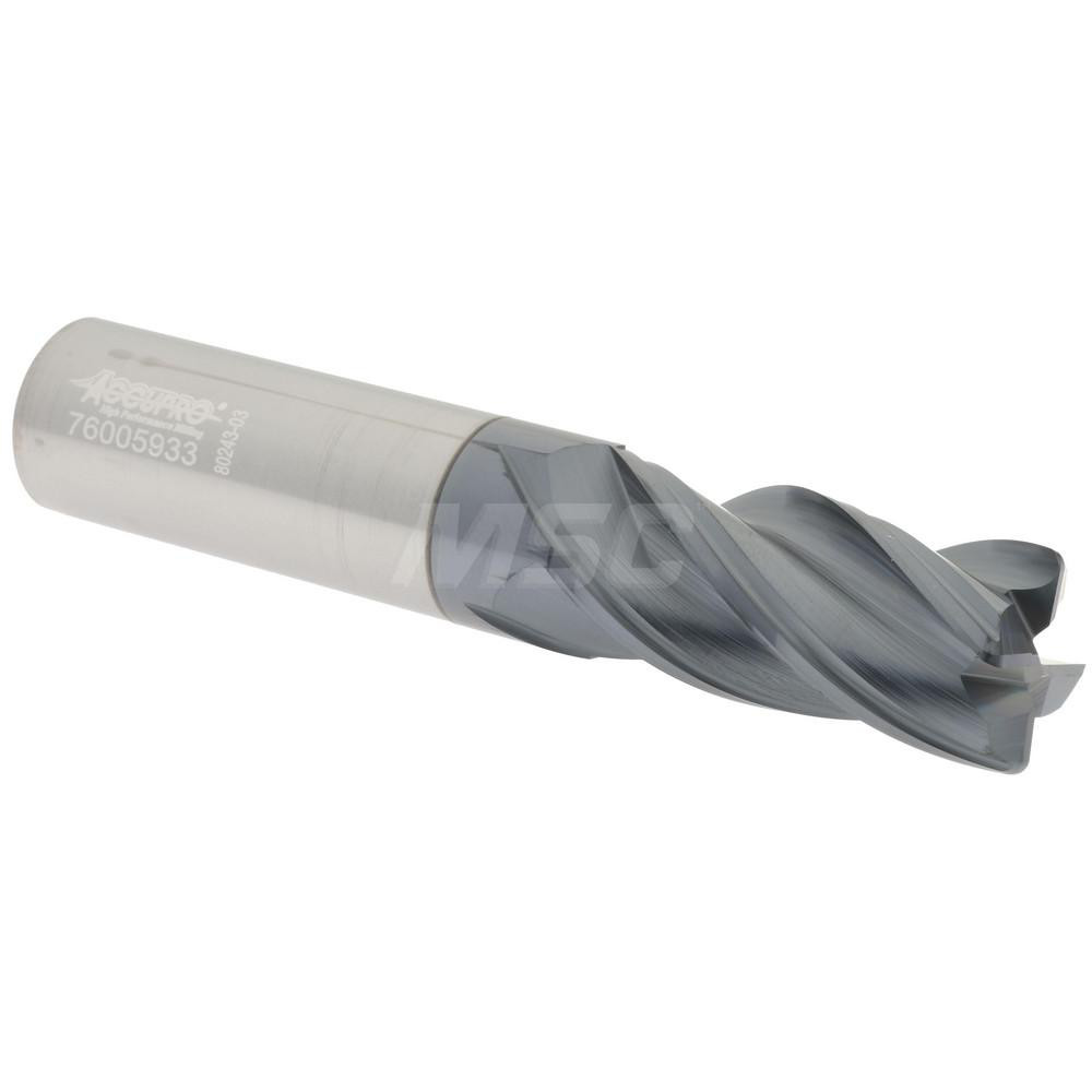 95168415 Corner Radius End Mill: 3/4" Dia, 1-5/8" LOC, 0.0600" Radius, 4 Flute, Solid Carbide  