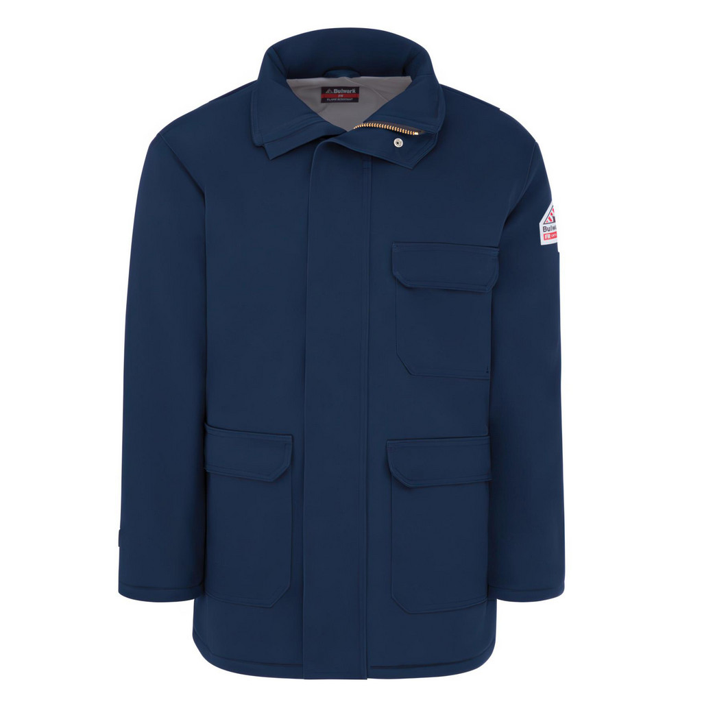 VF Imagewear | Bulwark®FR Arc Flash & Flame Resistant/Retardant Jacket: Size 2X-Large, Cotton & Nylon, Zipper Closure - Navy Blue, 4 Pocket | Part