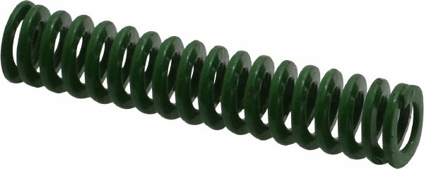 Die Spring: 3/8" Hole Dia, 3/16" Rod Dia, 1-3/4" Free Length, Green