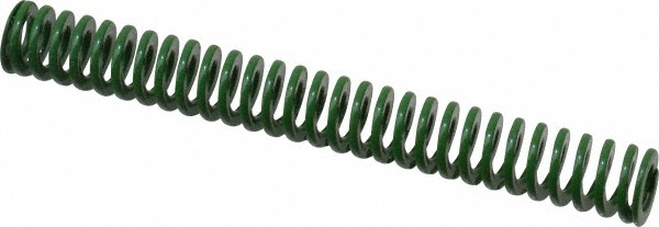 Die Spring: 3/8" Hole Dia, 3/16" Rod Dia, 3" Free Length, Green