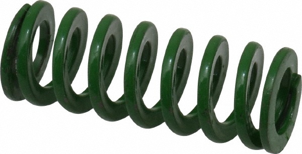 Die Spring: 1/2" Hole Dia, 9/32" Rod Dia, 1-1/4" Free Length, Green