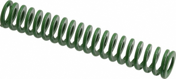 Die Spring: 1/2" Hole Dia, 9/32" Rod Dia, 3" Free Length, Green