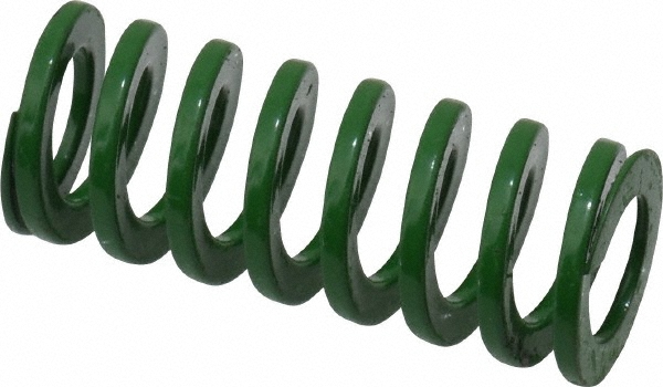 Die Spring: 5/8" Hole Dia, 11/32" Rod Dia, 1-1/2" Free Length, Green