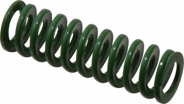 Die Spring: 5/8" Hole Dia, 11/32" Rod Dia, 2" Free Length, Green