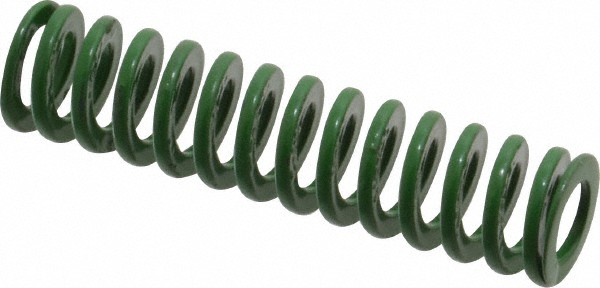 Die Spring: 5/8" Hole Dia, 11/32" Rod Dia, 2-1/2" Free Length, Green