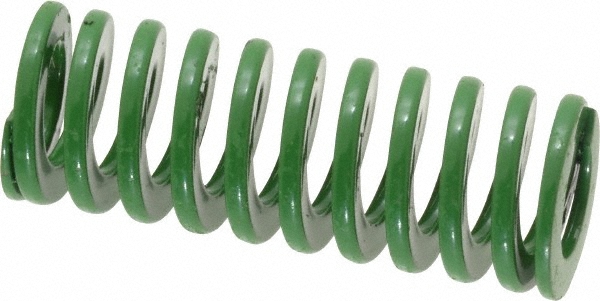 Die Spring: 3/4" Hole Dia, 3/8" Rod Dia, 2" Free Length, Green