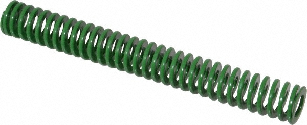 Die Spring: 3/4" Hole Dia, 3/8" Rod Dia, 6" Free Length, Green