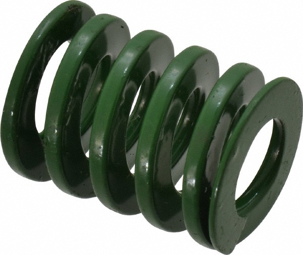 Die Spring: 1" Hole Dia, 1/2" Rod Dia, 1-1/4" Free Length, Green