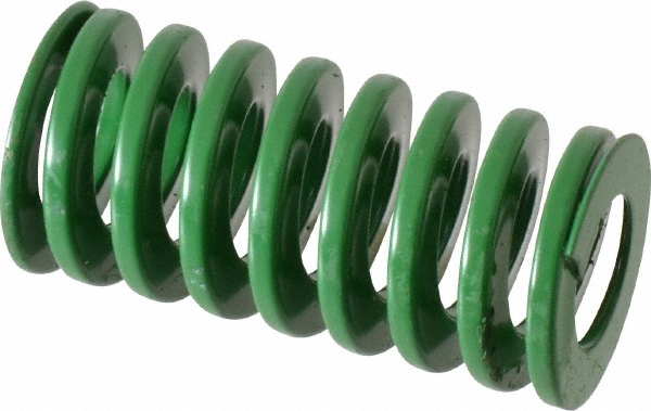 Die Spring: 1" Hole Dia, 1/2" Rod Dia, 2" Free Length, Green