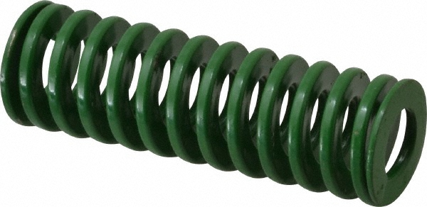 Die Spring: 1" Hole Dia, 1/2" Rod Dia, 3" Free Length, Green