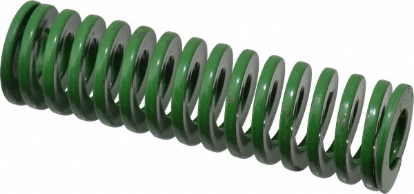 Die Spring: 1" Hole Dia, 1/2" Rod Dia, 3-1/2" Free Length, Green