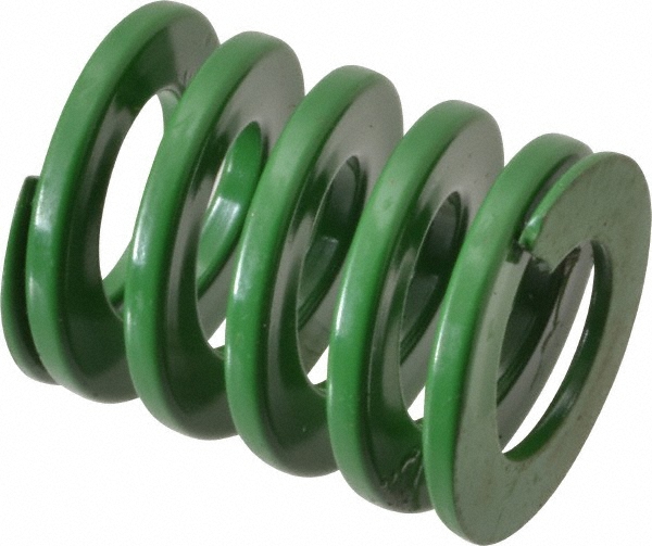 Die Spring: 1-1/4" Hole Dia, 5/8" Rod Dia, 1-1/2" Free Length, Green