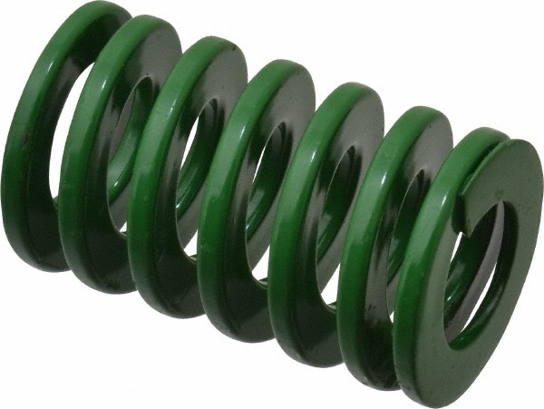 Die Spring: 1-1/4" Hole Dia, 5/8" Rod Dia, 2" Free Length, Green