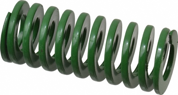 Die Spring: 1-1/4" Hole Dia, 5/8" Rod Dia, 3" Free Length, Green