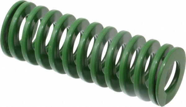 Die Spring: 1-1/4" Hole Dia, 5/8" Rod Dia, 3-1/2" Free Length, Green