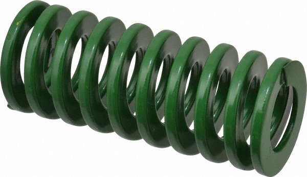 Die Spring: 1-1/2" Hole Dia, 3/4" Rod Dia, 3-1/2" Free Length, Green