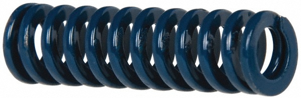 Die Spring: 3/8" Hole Dia, 3/16" Rod Dia, 1-1/4" Free Length, Blue