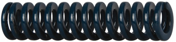 Die Spring: 3/8" Hole Dia, 3/16" Rod Dia, 1-1/2" Free Length, Blue