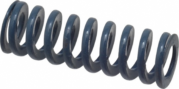 Die Spring: 1/2" Hole Dia, 9/32" Rod Dia, 1-1/2" Free Length, Blue