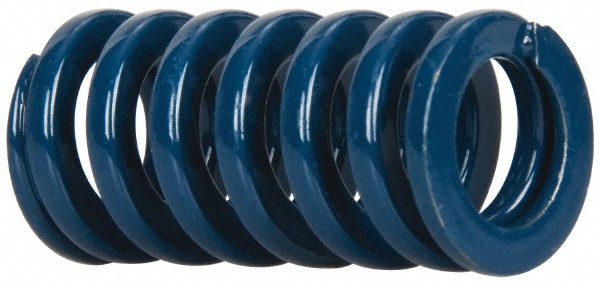 Die Spring: 5/8" Hole Dia, 11/32" Rod Dia, 1-1/4" Free Length, Blue
