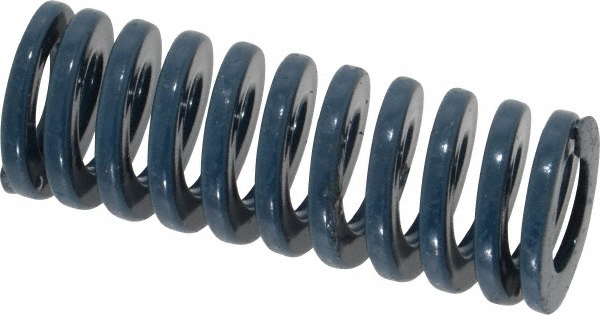 Die Spring: 3/4" Hole Dia, 3/8" Rod Dia, 2" Free Length, Blue