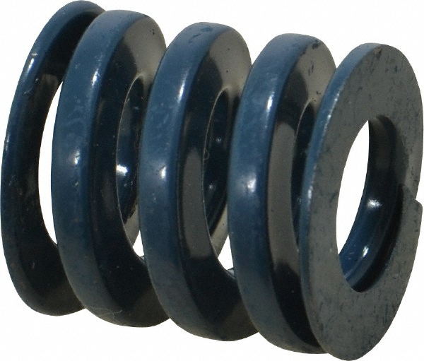 Die Spring: 1" Hole Dia, 1/2" Rod Dia, 1" Free Length, Blue