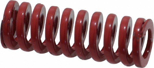 Die Spring: 3/8" Hole Dia, 3/16" Rod Dia, 1" Free Length, Red