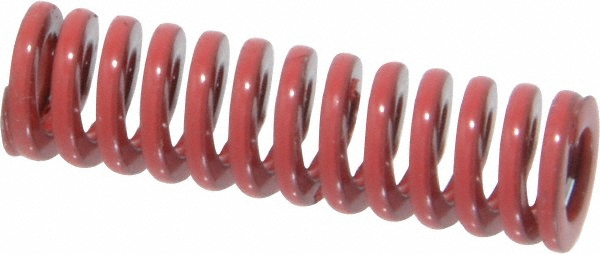 Die Spring: 3/8" Hole Dia, 3/16" Rod Dia, 1-1/4" Free Length, Red