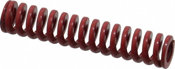 Die Spring: 3/8" Hole Dia, 3/16" Rod Dia, 1-3/4" Free Length, Red