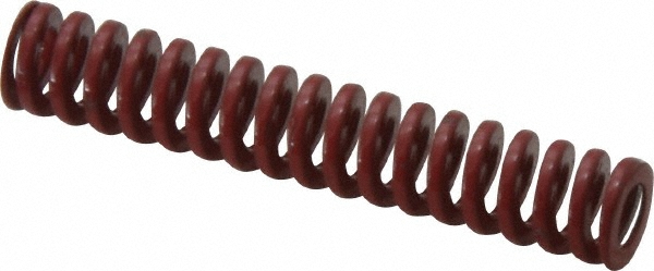 Die Spring: 3/8" Hole Dia, 3/16" Rod Dia, 2" Free Length, Red