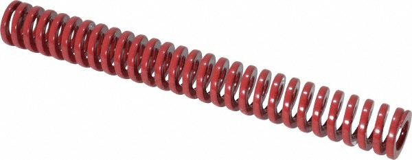 Die Spring: 3/8" Hole Dia, 3/16" Rod Dia, 3" Free Length, Red
