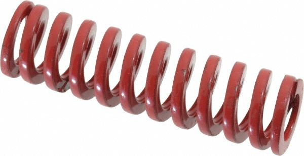 Die Spring: 1/2" Hole Dia, 9/32" Rod Dia, 1-3/4" Free Length, Red