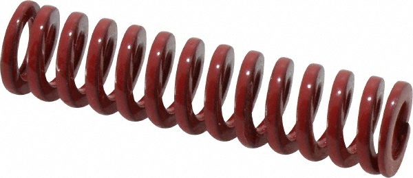 Die Spring: 1/2" Hole Dia, 9/32" Rod Dia, 2" Free Length, Red
