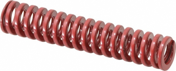 Die Spring: 1/2" Hole Dia, 9/32" Rod Dia, 2-1/2" Free Length, Red