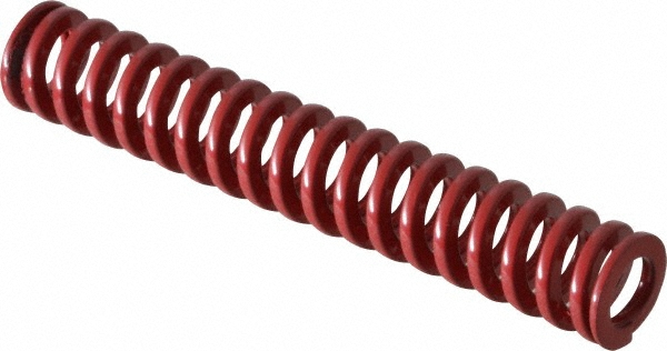 Die Spring: 1/2" Hole Dia, 9/32" Rod Dia, 3" Free Length, Red