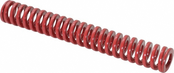 Die Spring: 1/2" Hole Dia, 9/32" Rod Dia, 3-1/2" Free Length, Red
