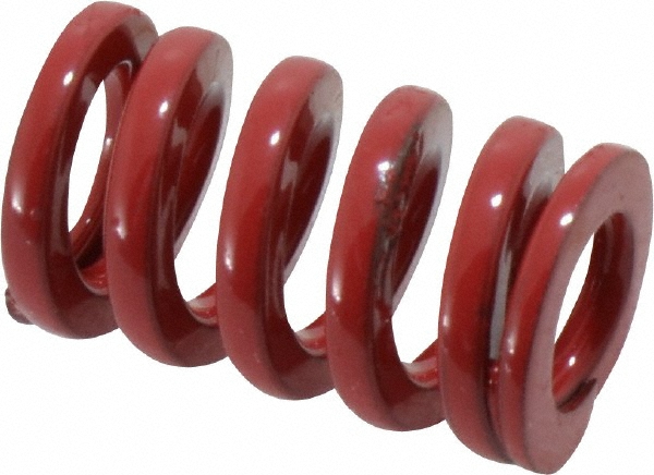 Die Spring: 5/8" Hole Dia, 11/32" Rod Dia, 1" Free Length, Red